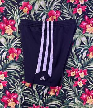 Vintage 06 Adidas 3 Striped Athletic Black Shorts Size Large